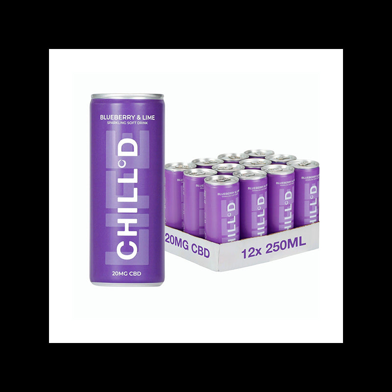 12 x CHILLD 20mg CBD Sparkling 250ml Blueberry & Lime