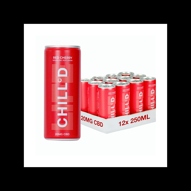 12 x CHILLD 20mg CBD Sparkling Drink 250ml Red Cherry