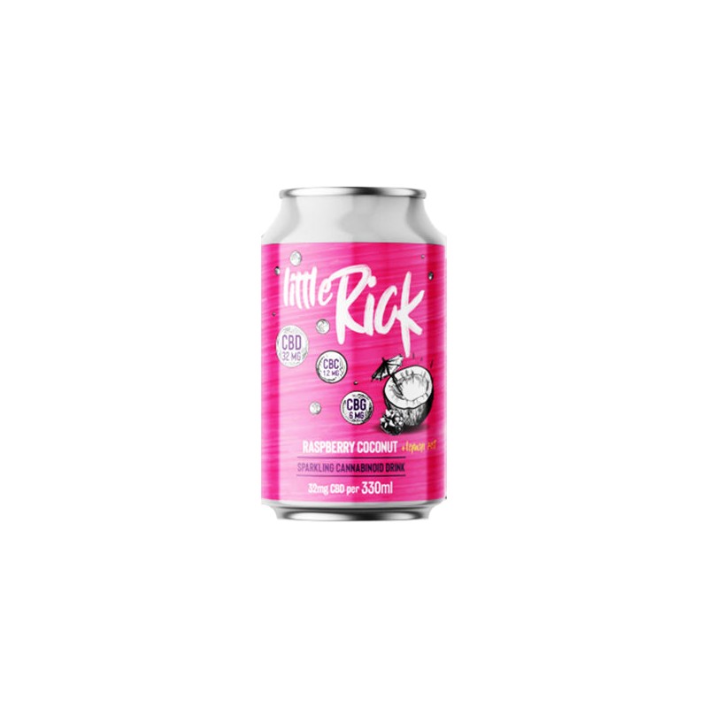 12 x Little Rick 32mg CBD Sparkling 330ml Raspberry Coconut Drink