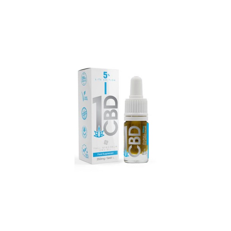 1CBD 5% Pure Hemp 250mg CBD Oil Lite Edition 5ml