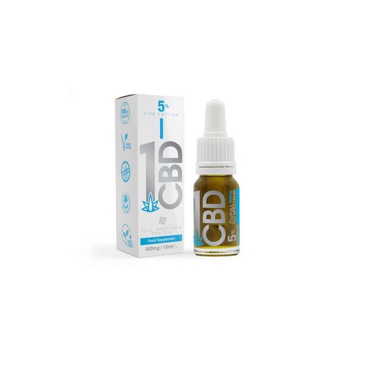 1CBD 5% Pure Hemp 500mg CBD Oil Lite Edition 10ml