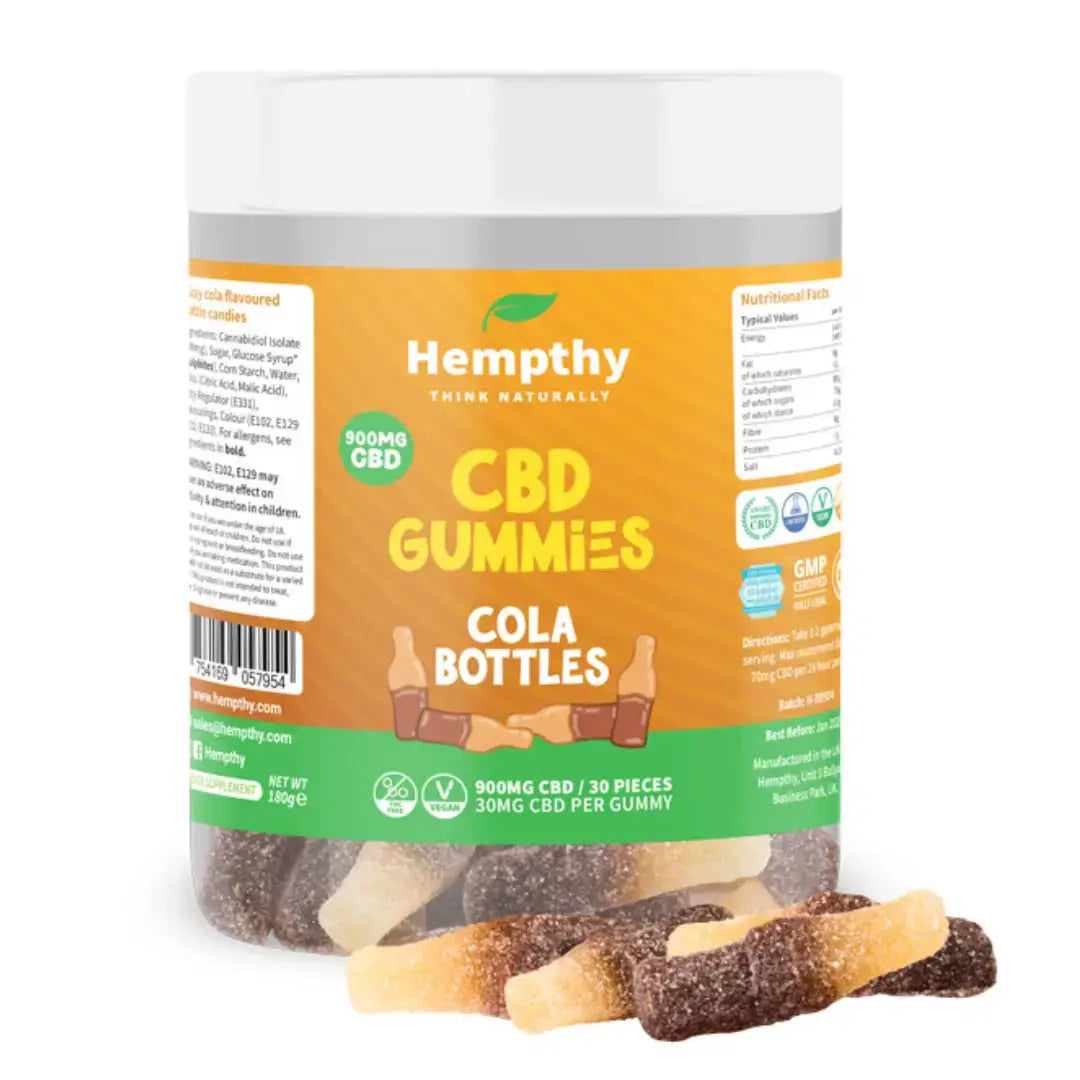 Hempthy CBD Gummies Cola Bottles 900mg 30pcs