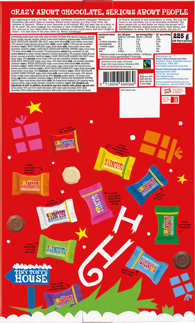 Tony's Chocolonely Countdown Advent Calendar 2024 225g