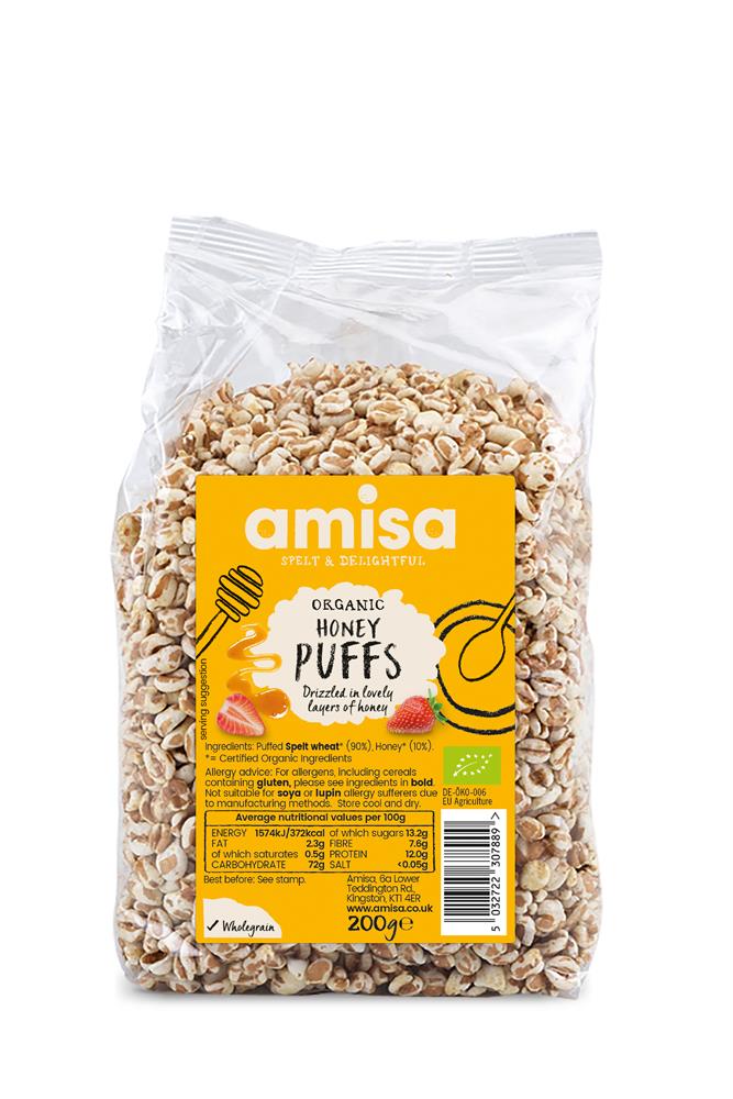 Amisa Organic Spelt honey Puffs with Honey 200g