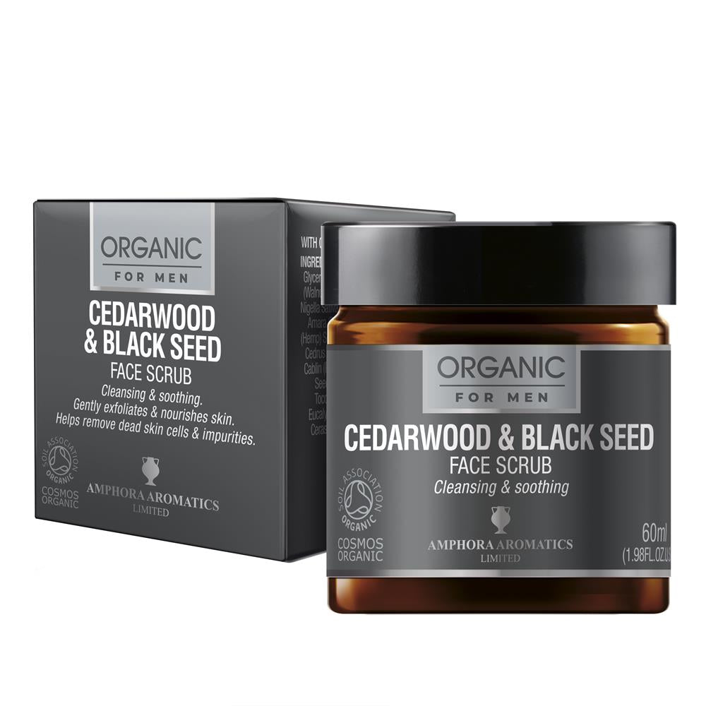 Cedarwood & Black Seed Face Scrub For Men COSMOS Organic 60ml