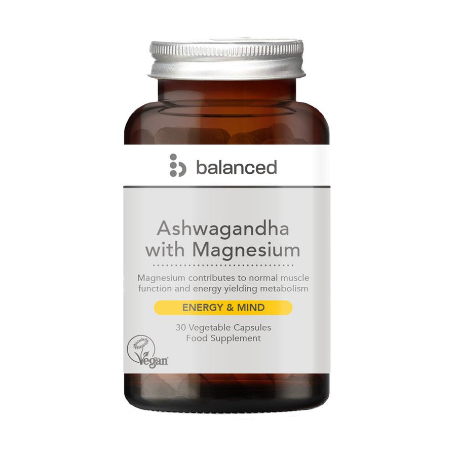 Ashwagandha with Magnesium 30 Veggie Caps - Reusable Bottle