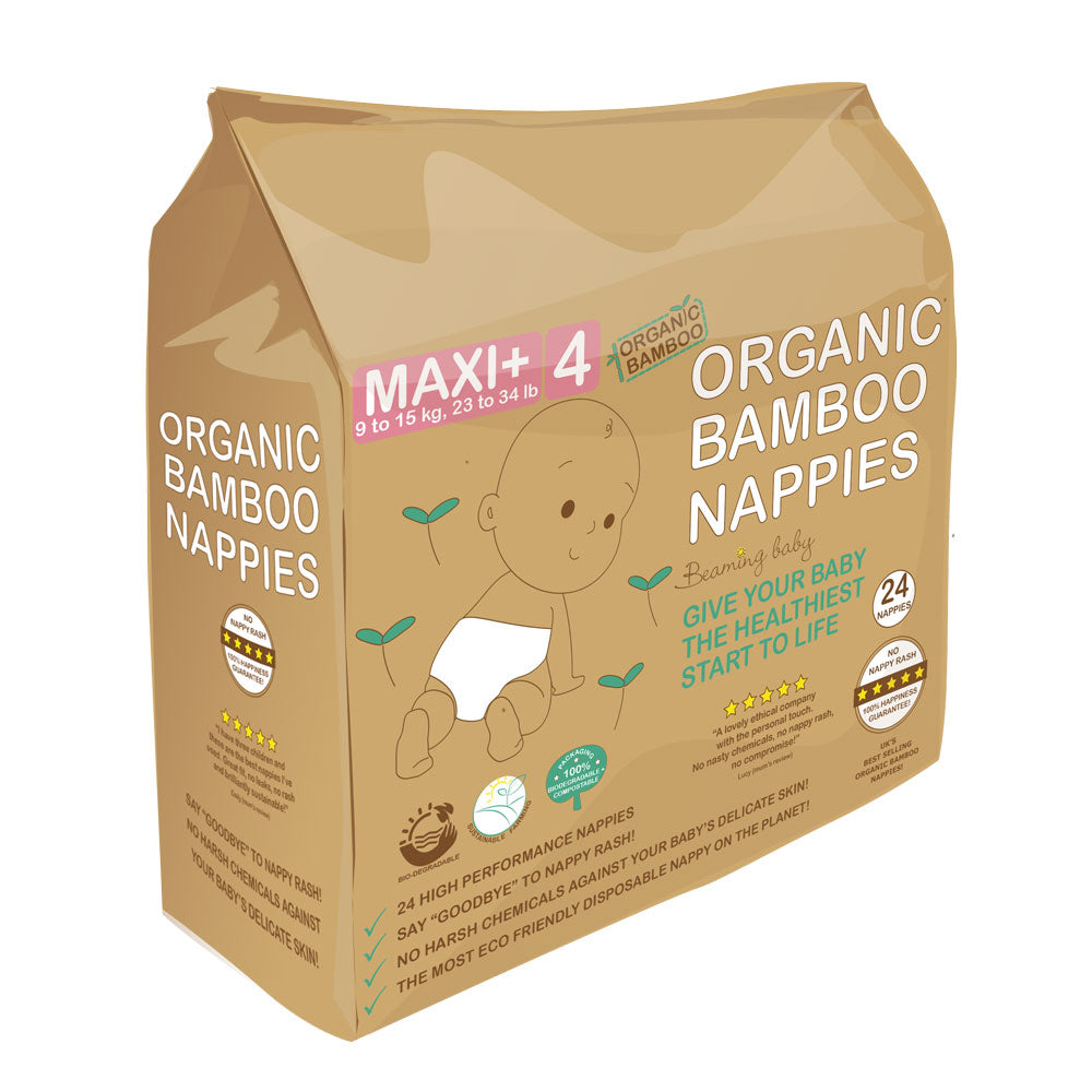 Organic Bamboo Nappies Size 4 (9-15 kg 24 nappies)