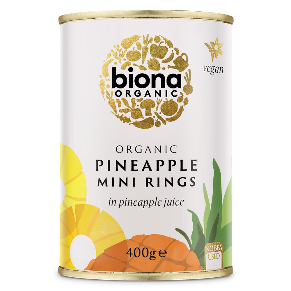 Mini Pineapple Rings in Pineapple Juice Organic 400g