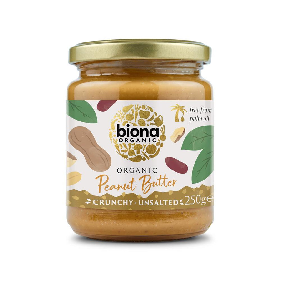 Biona Organic Peanut Butter Crunchy Unsalted 250g