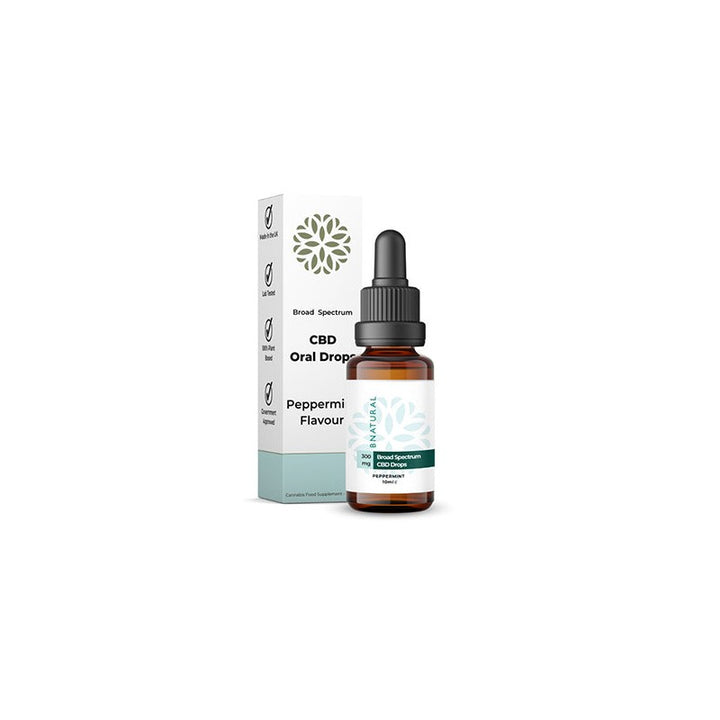 Bnatural 300mg Broad Spectrum CBD Peppermint Oral Drops - 10ml