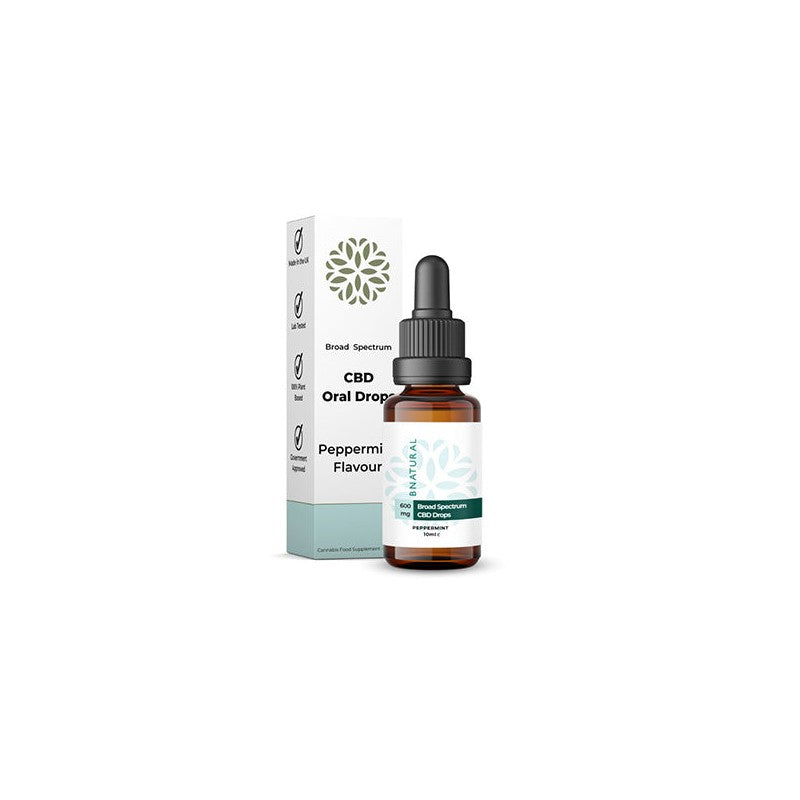 Bnatural 600mg Broad Spectrum CBD Peppermint Oral Drops - 10ml