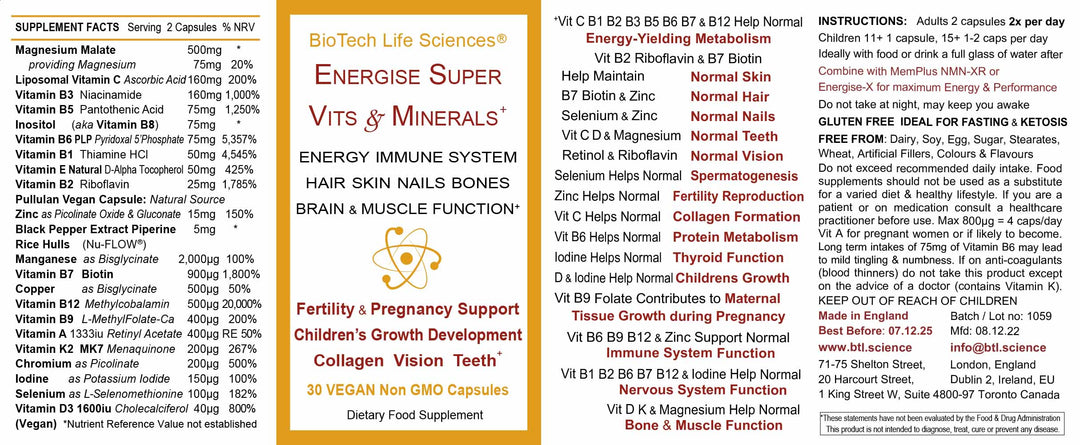 Energise Super Vitamins & Minerals - worlds strongest