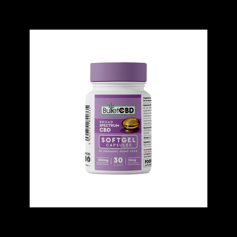 Bullet CBD 300mg Broad Spectrum CBD Soft Gel Capsules - 30 Caps