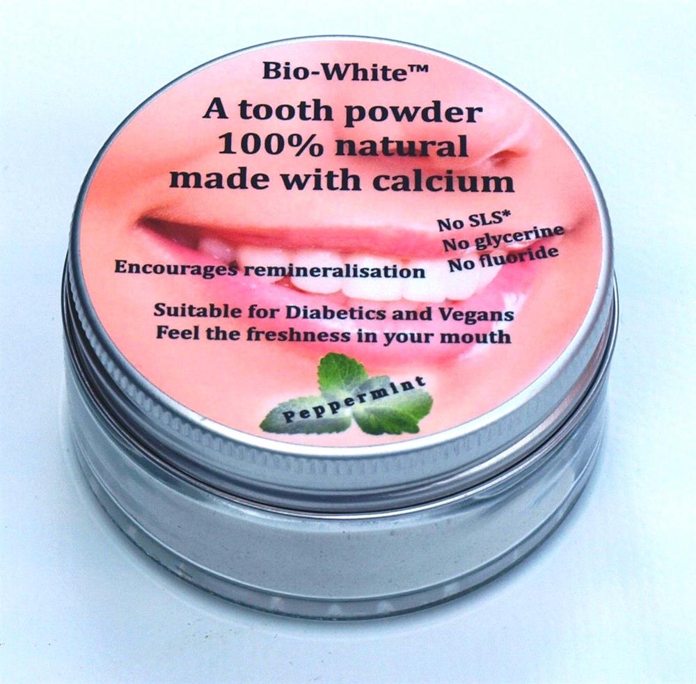 Organic Tooth Powder Peppermint in a glass jar- (plastic free).