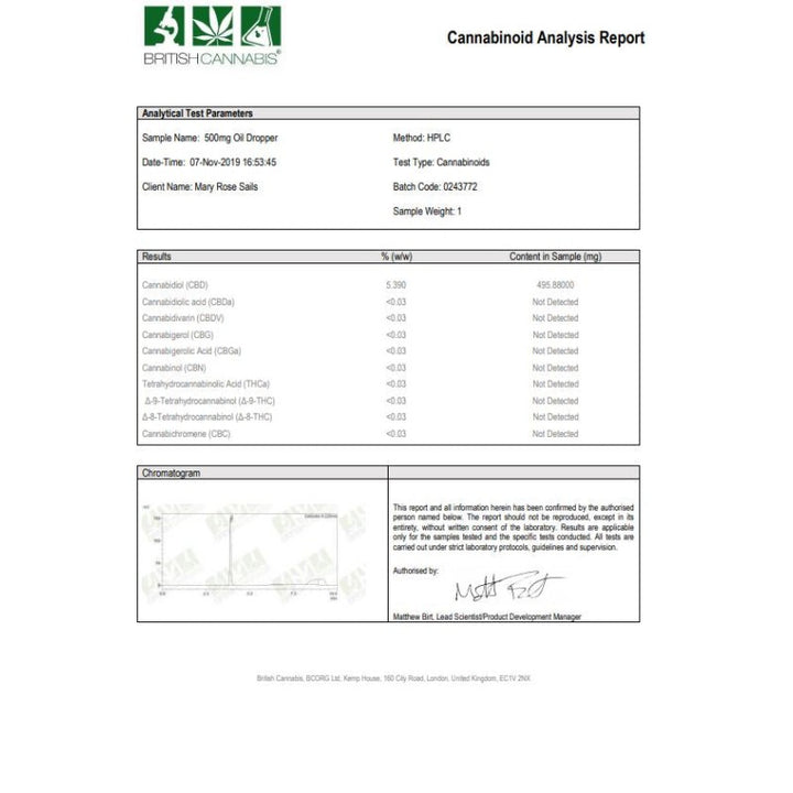 CBD by British Cannabis 500mg CBD Cannabis Oil Drops 10ml