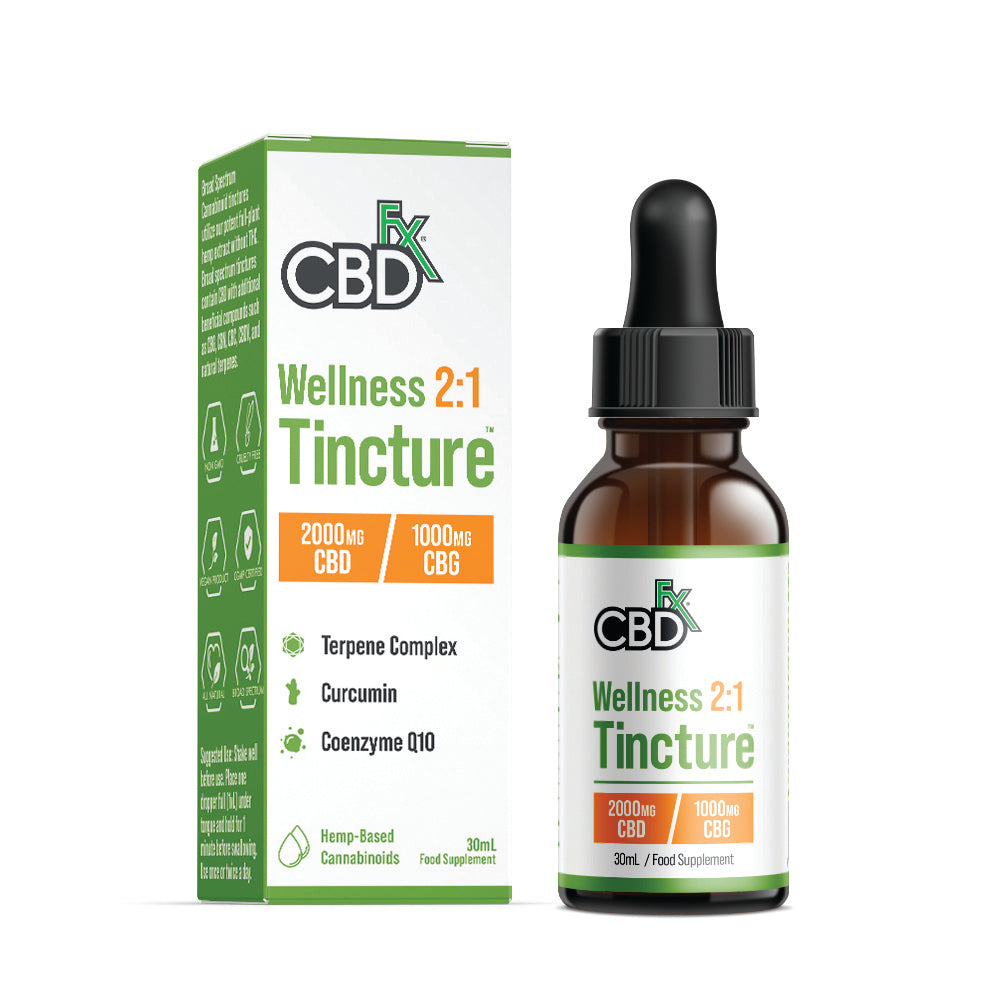 CBDfx Wellness 2:1 Tincture - 1000mg CBD/500mg CBG 30mL