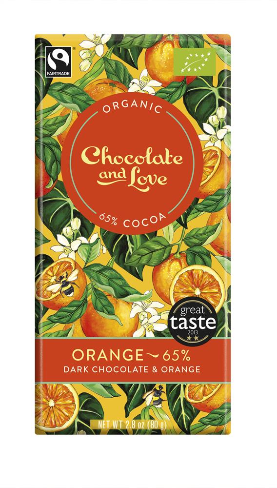 Vegan/Organic/Fairtrade Orange Dark Chocolate 65%