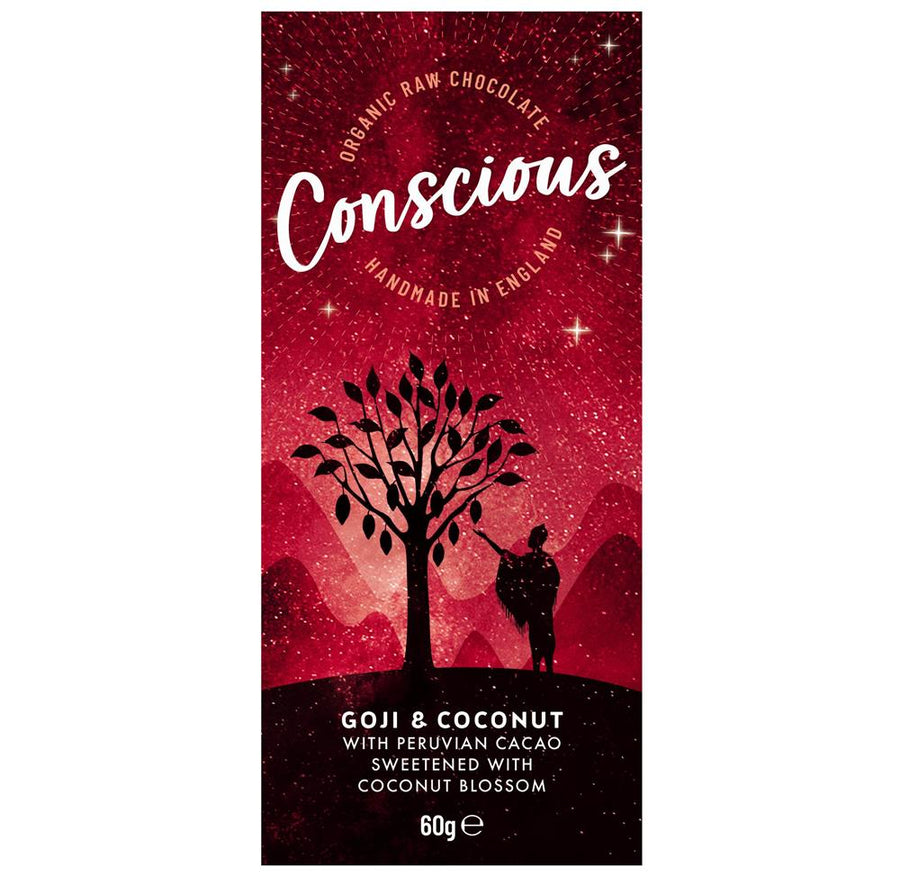 Goji & Coconut Raw Vegan Organic Chocolate Bar 60g