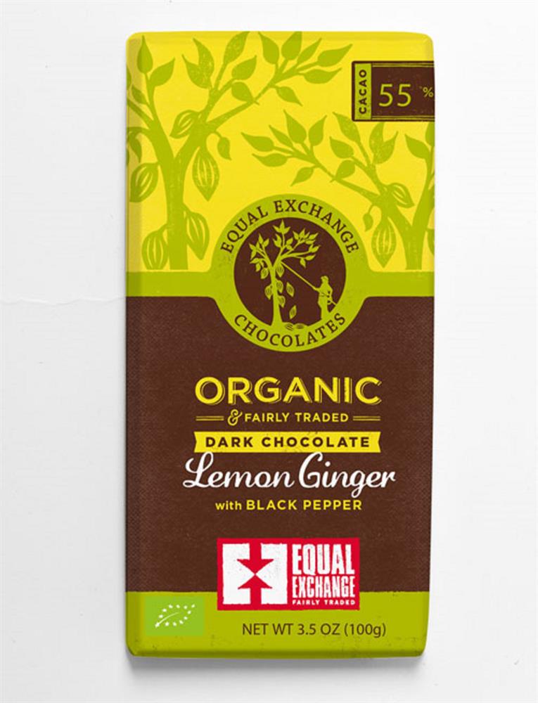 Organic Fair Trade Lemon Ginger & Pepper Chocolate (55%)