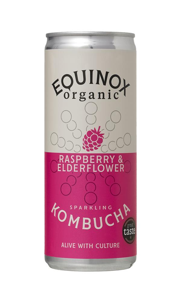 Organic Kombucha Soft Drink w/Raspberry & Elderflower 250ml can