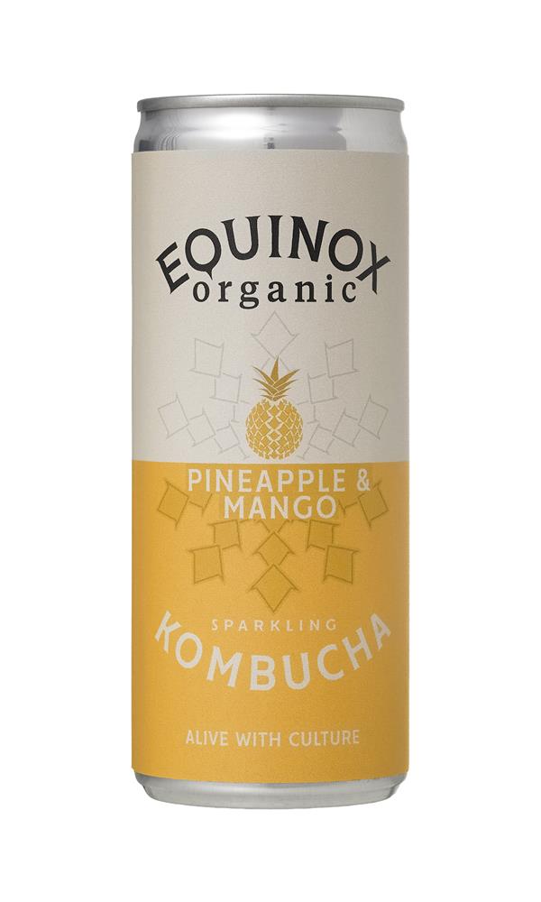 Organic Kombucha Soft Drink with Pineapple & Mango 250ml can