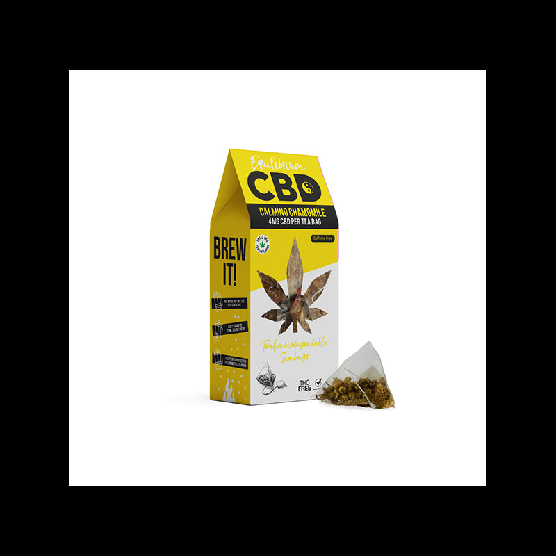 Equilibrium CBD 48mg Full Spectrum Chamomile Tea Bags  Box of 12 (BUY 2 GET 1 FREE)