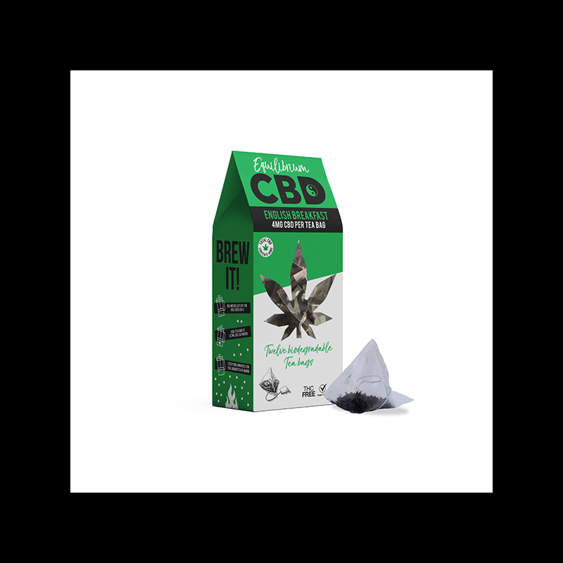 Equilibrium CBD 48mg Full Spectrum English Breakfast Tea Bags Box of 12 (BUY 2 GET 1 FREE)