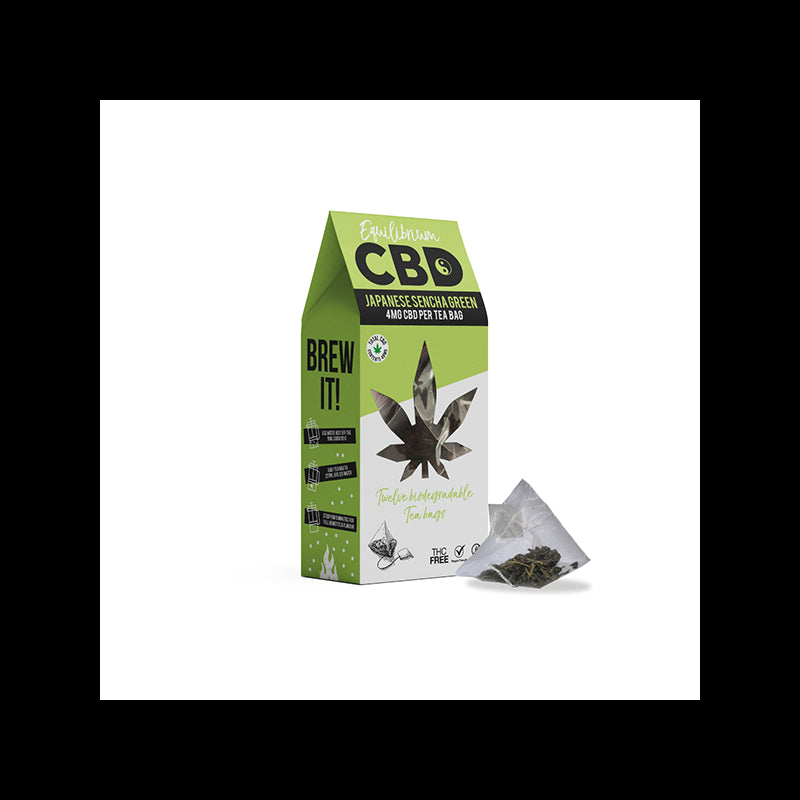 Equilibrium CBD 48mg Full Spectrum Japanese Sencha Tea Bags Box of 12 (BUY 2 GET 1 FREE)