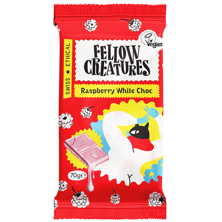 Fellow Creatures Raspberry White Choc Bar 70g