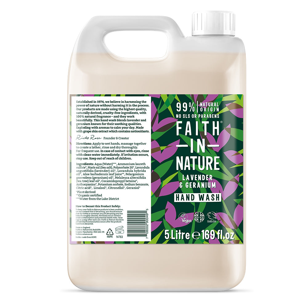 Faith in Nature Lavender & Geranium Hand Wash 5 Litre