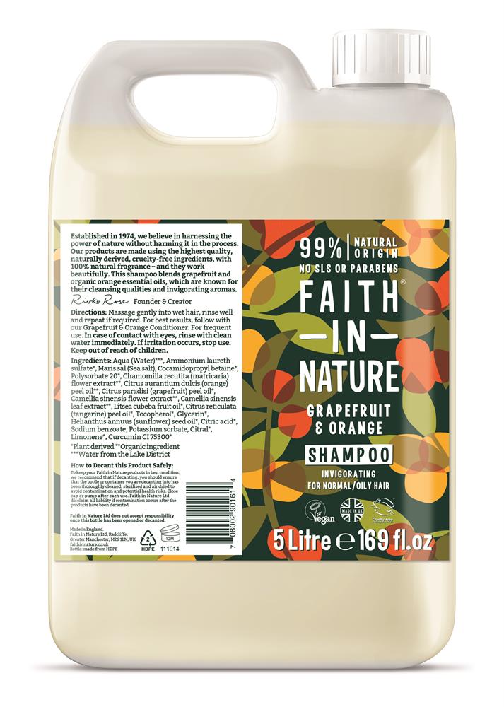 Faith in Nature Grapefruit & Orange Shampoo 5 Litre