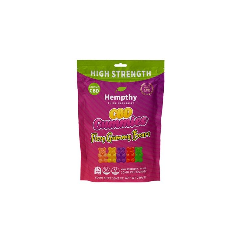 Hempthy 1000mg CBD Fizzy Gummy Bears Gummies - 50 Pieces