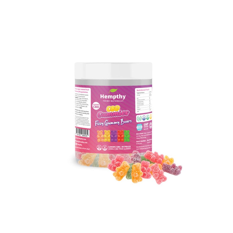 Hempthy 1200mg CBD Fizzy Gummy Bears - 40 pieces