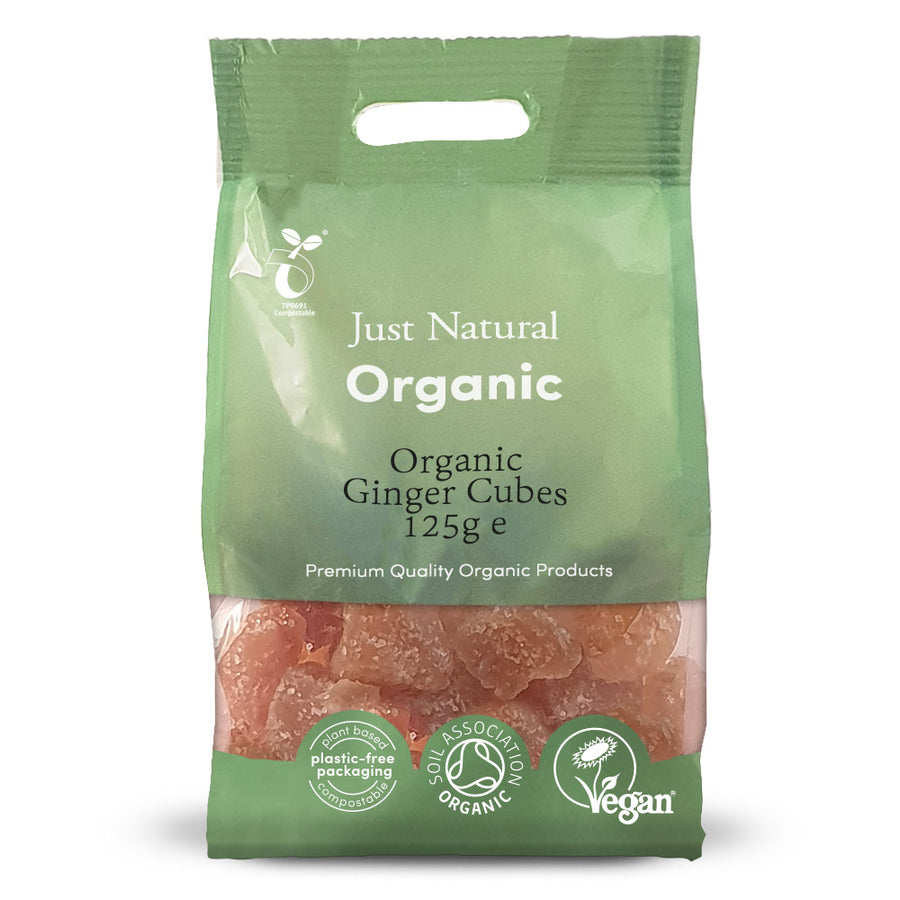 Organic Ginger Candied Cubes 125g