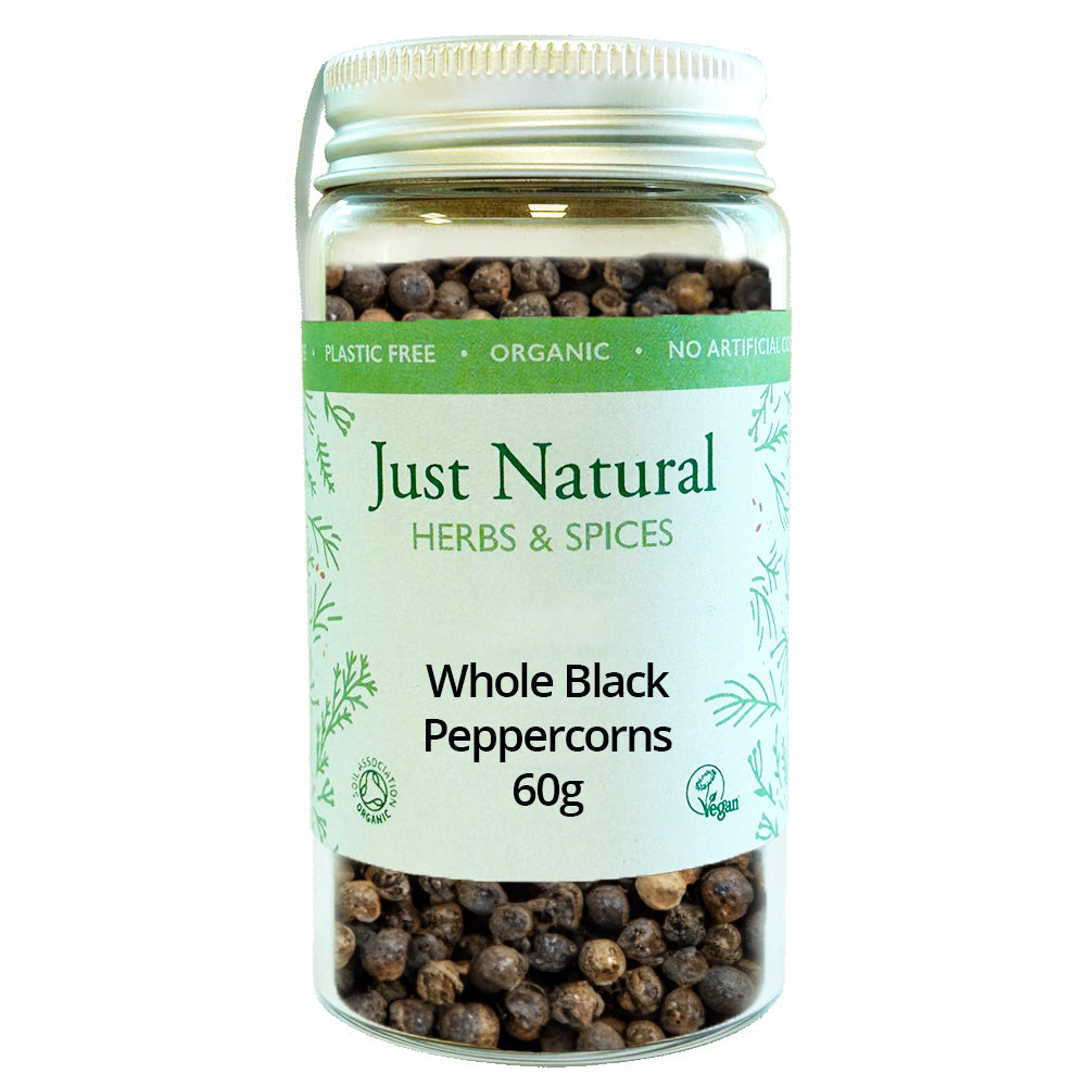 Organic Black Peppercorns (Glass Jar) 50g