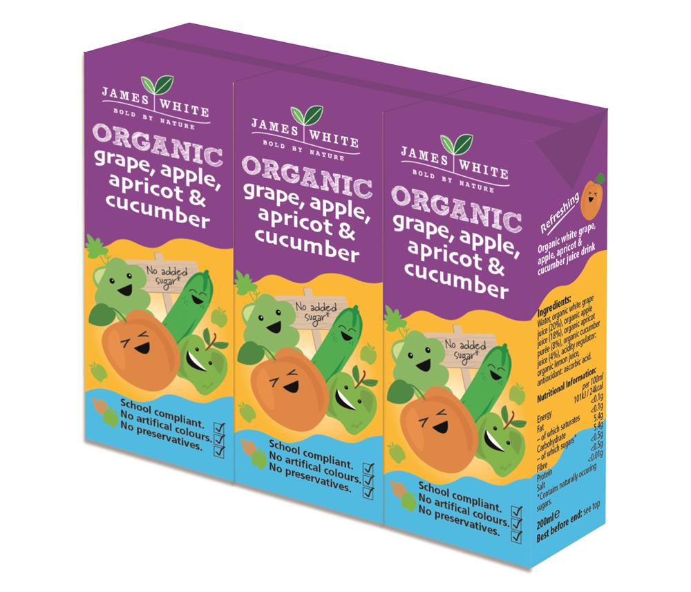 Organic Grape Apple Apricot & Cucumber Juice Drink 3x 200ml