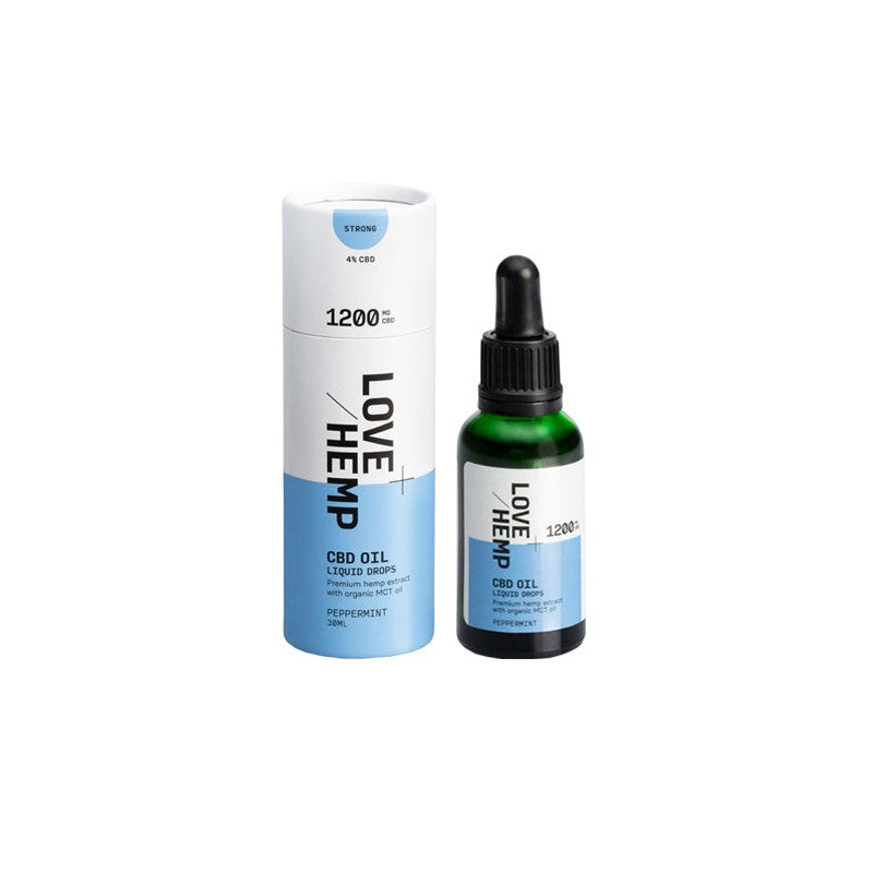 Love Hemp 1200mg Peppermint 4% CBD Oil Drops - 30ml