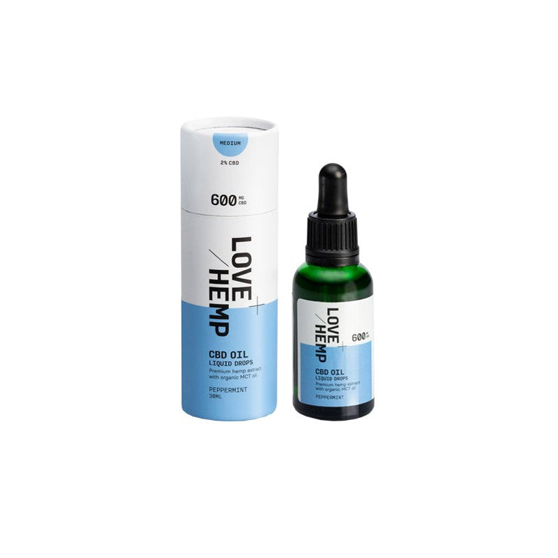 Love Hemp 600mg Peppermint 2% CBD Oil Drops - 30ml