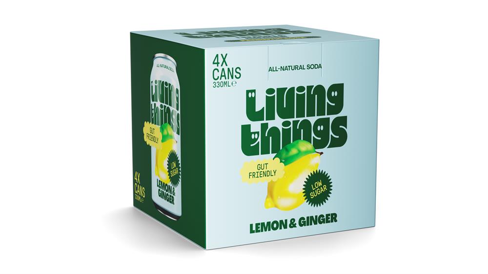 Lemon & Ginger Pre + Probiotic Soda 4 x 300ml pack.