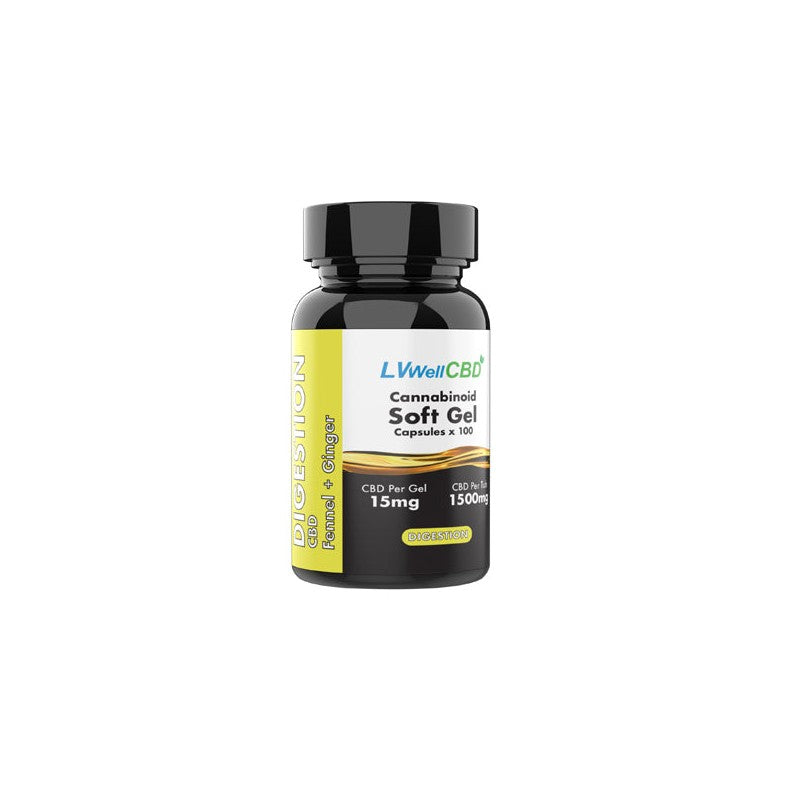 LVWell CBD 1500mg Digestion Soft Gels - 100 Caps