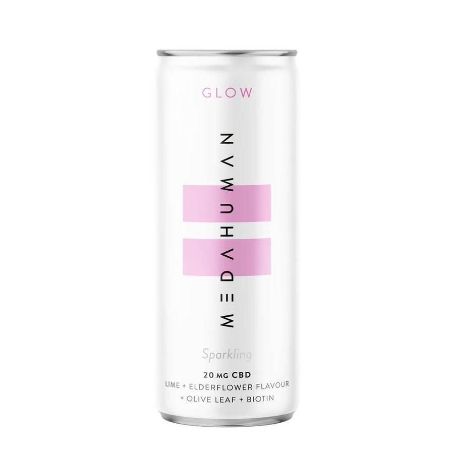 MEDAHUMAN GLOW is a lime and elderflower flavoured CBD+ drink