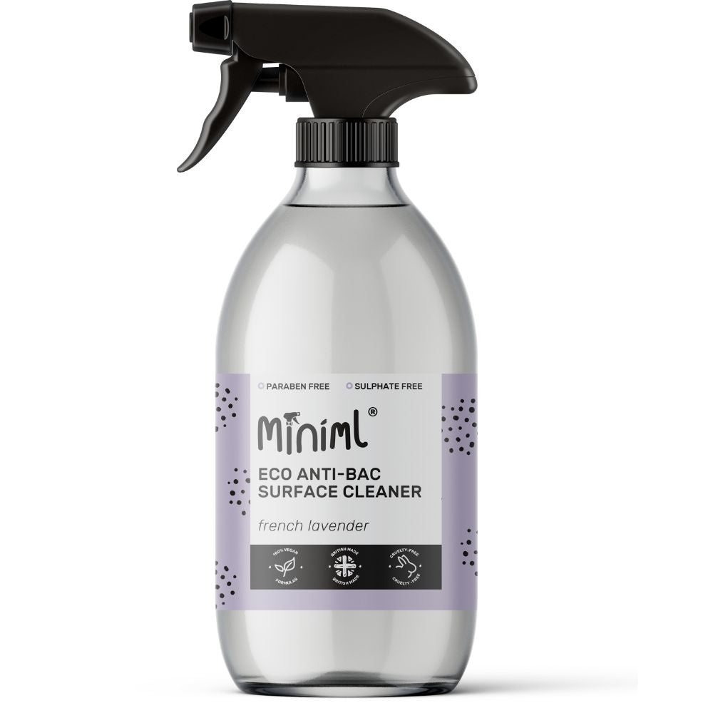 Natural Anti-Surface Cleaner Lavender in a 500ML Glass Bottle