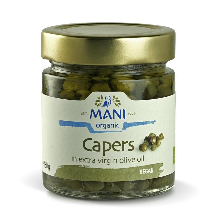 MANI Organic Capers in Extra Virgin Olive Oil 180g