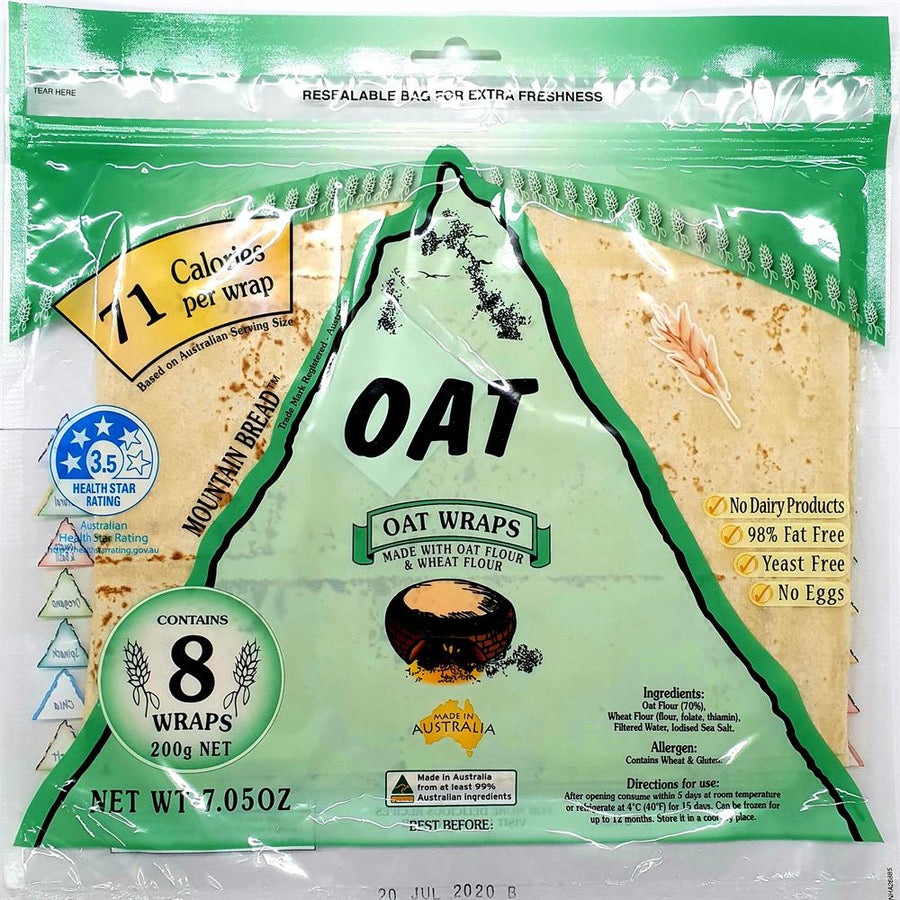 Mountain Bread Oat Wraps (70% Oat) 200g