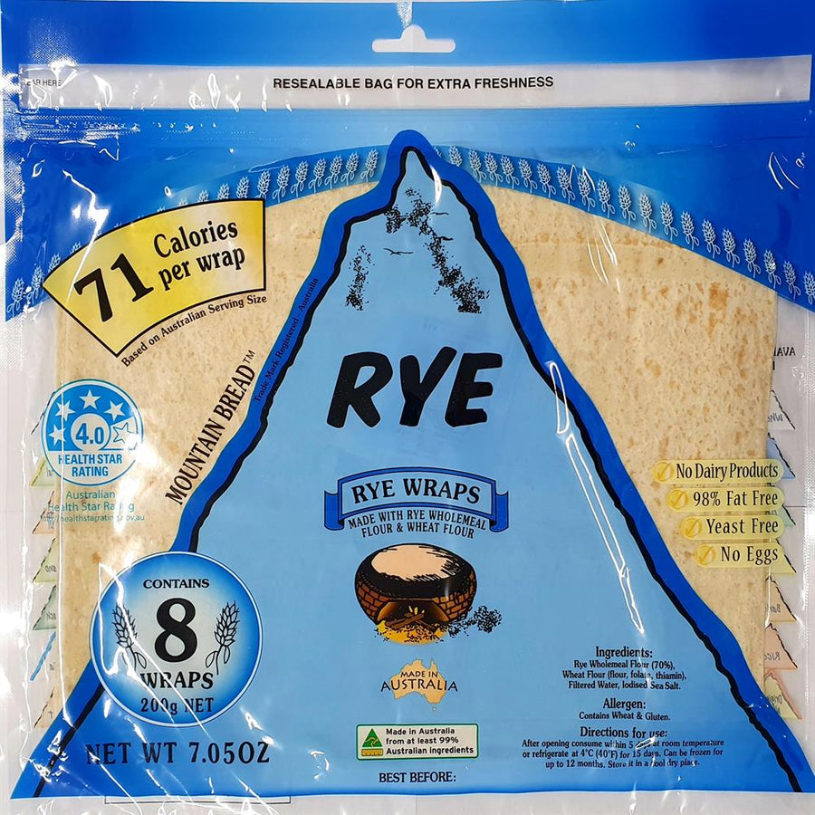 Mountain Bread Rye Wraps (70% Rye) 200g