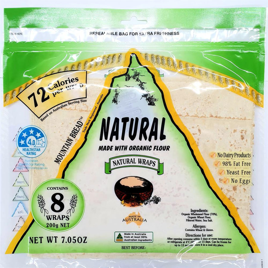 Mountain Bread Natural Wraps (Made With Organic Flour) 200g