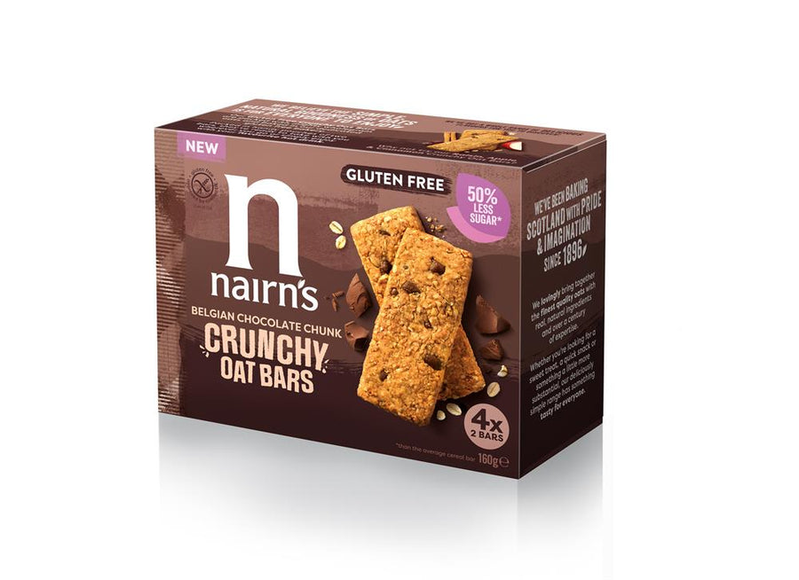 Nairn's Gluten Free Belgian Choc Chunk Crunchy Oat Bars 160g