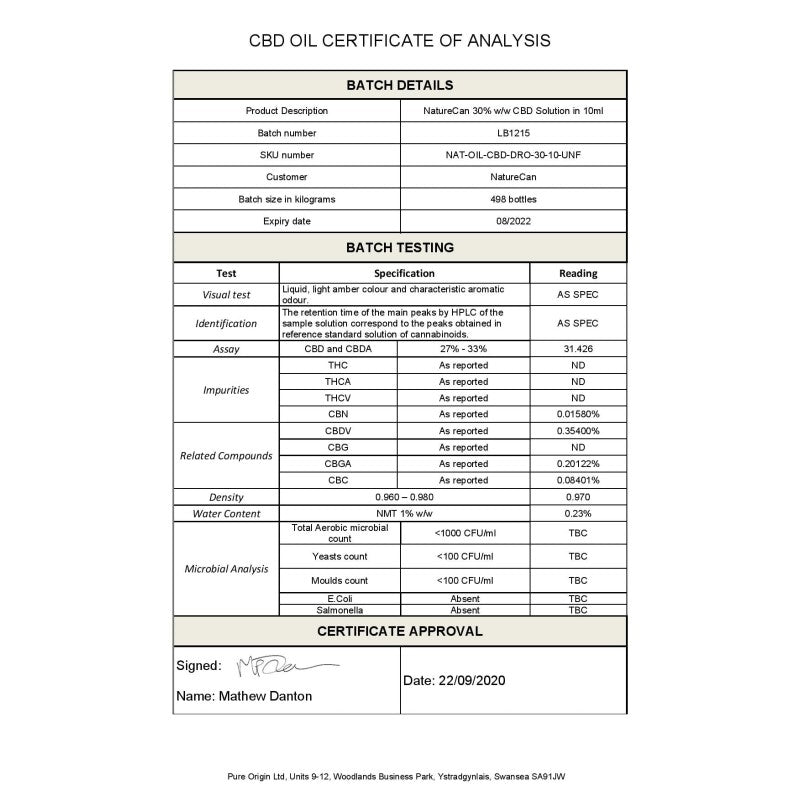 Naturecan 30% 3000mg CBD Broad Spectrum MCT Oil 10ml