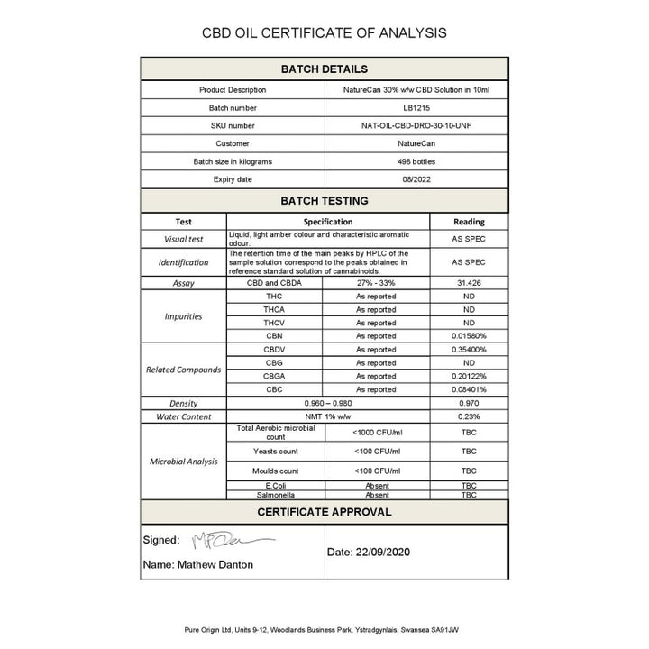 Naturecan 30% 3000mg CBD Broad Spectrum MCT Oil 10ml