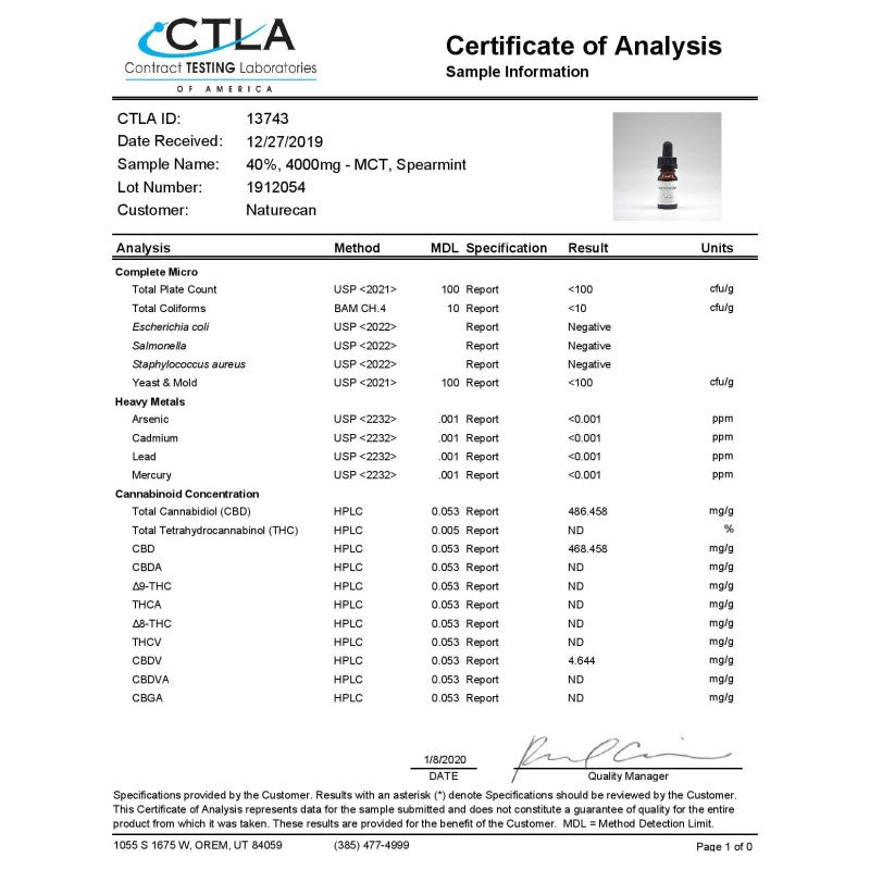 Naturecan 40% 4000mg CBD Broad Spectrum MCT Oil 10ml